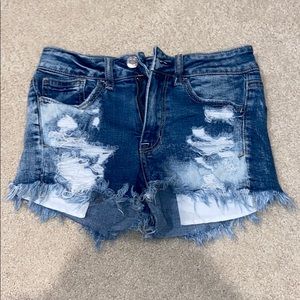 High waisted denim shorts